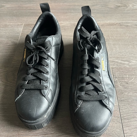 Puma Shoes - Puma Black leather platform Sneakers